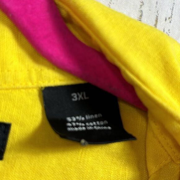 Sean John Shirt Mens Yellow Linen Blend Short Sleeve Logo Pocket Button Casual - Picture 7 of 13